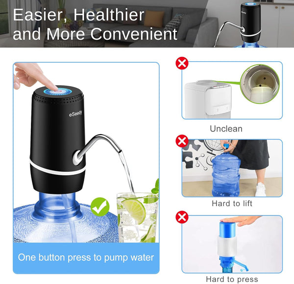 Water Dispenser for 5 Gallon Bottle, Fast Pumping Automatic Water Pump Black