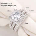 Wuziwen Wedding Ring Sets Princess Cut Engagement Rings for Women Sterling Silver Cubic Zirconia Moissanite Women's Bridal Ring Band Set