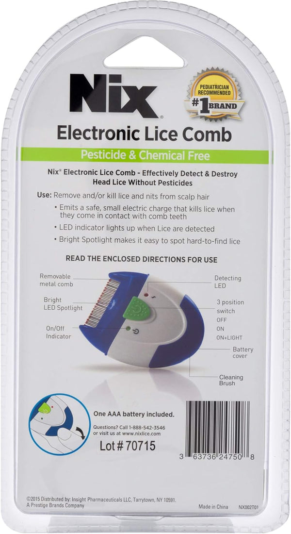 Nix Electronic Lice Comb, Instantly Kills Lice & Eggs and Removes from Hair