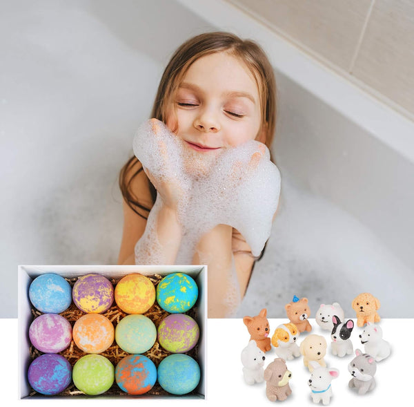 Bath Bombs for Kids with Toys inside for Girls Boys - 12 Set Surprise Bubble Bath Fizzies, Colorful Handmade Kids Safe and Gentle Spa Bath Fizz