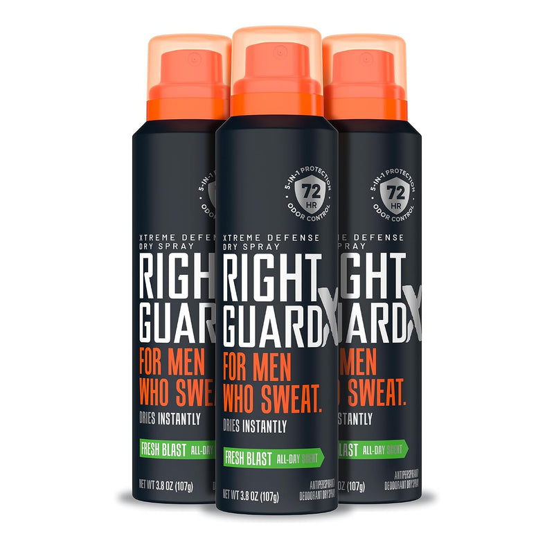 Right Guard Xtreme Defense Antiperspirant & Deodorant Spray | 5-In-1 Protection Dry Spray Deodorant for Men | Blocks Sweat 2X Longer | 72-Hour