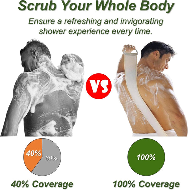 Natural Loofah Sponge, Exfoliating Body Scrubber for Men Women, Loofah with Handle, Exfoliating Back Scrubber for Shower Set, Deeply Clean &