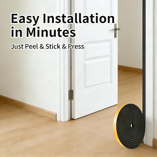Strong Self Adhesive Foam Weather Stripping, Foam Seal Tape for Doors and Windows, Soundproof Weatherproof Insulation Strips, AC Seal Strip,