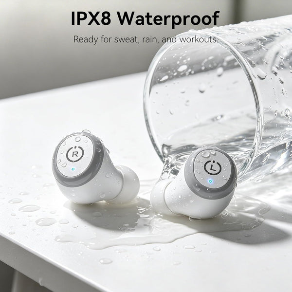 TOZO T10 Wireless Earbuds Powerful Bass Stereo Wireless Charging, APP, IPX8 Matte White