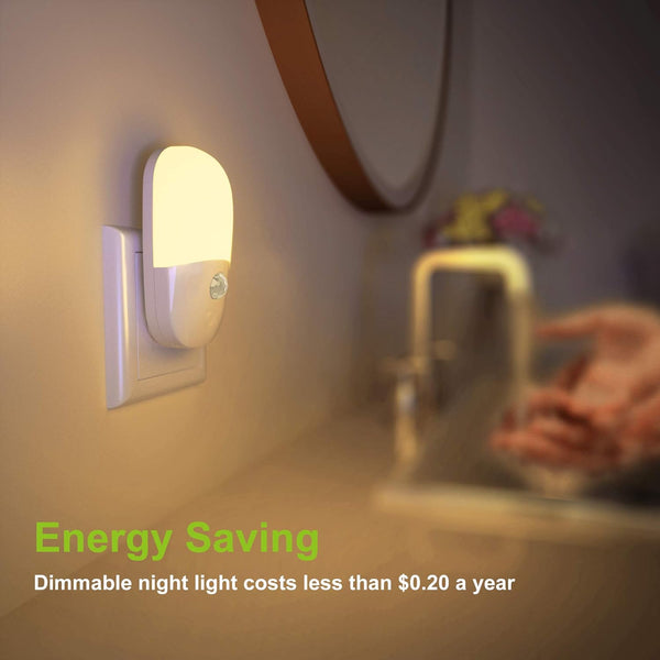 MAZ-TEK Plug in Motion Sensor Dimmable Night Light, Soft Warm White LED Nightlight with Dusk to Dawn Motion Sensor, Adjustable Brightness for