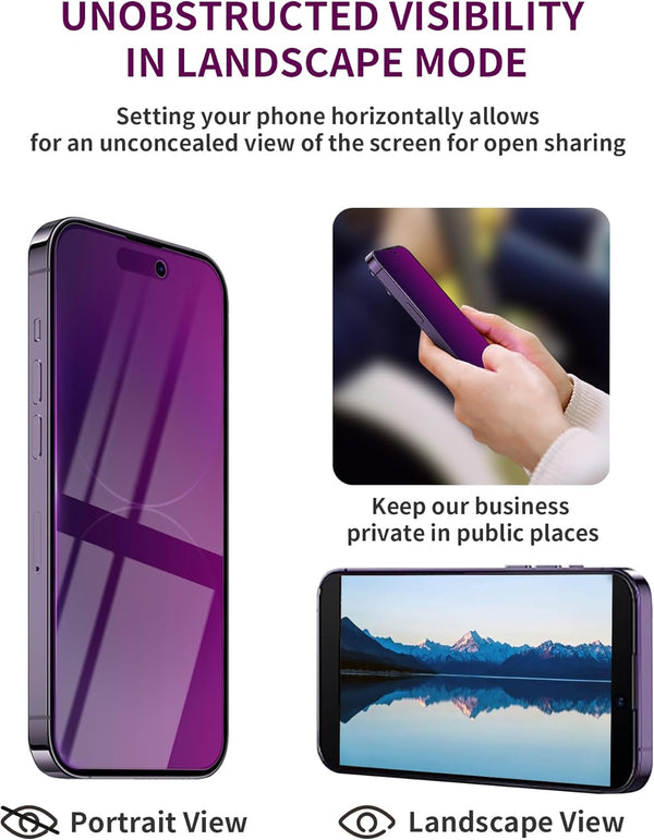 2 Pack Privacy Screen Protector for iPhone 16 Pro Max Tempered Glass 6.9inch Private Saver Anti-Spy Eye Protection Anti-Scratch Full Coverage