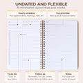 Simple Daily Planner Undated with Hourly Schedule - 6.5X9.25" Sage Green Day Planner & Spiral to Do List Notebook - Aesthetic and Cute Work