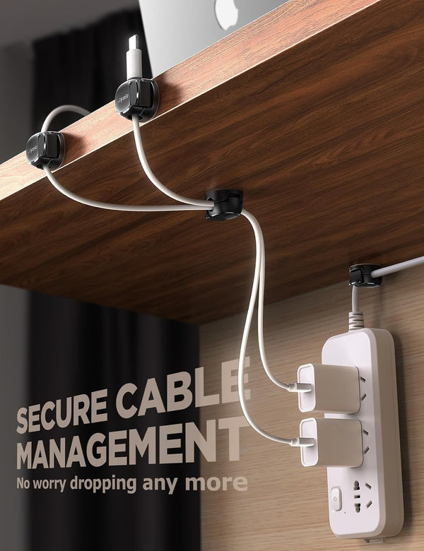 8-Pack Cable Clips, Dorm Room Essentials, Quick-Lock Cord Organizer, Cord Holder for Nightstand, Home Office Desk Accessories for Men Women,
