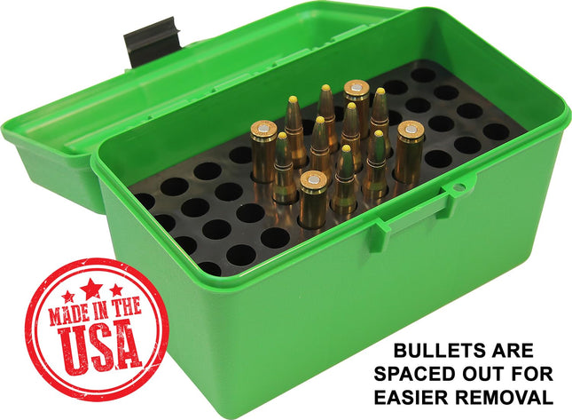 MTM H50-R-MAG Deluxe 50-Round Rifle Ammo Box 300 Win Mag 30-30 375 H&H 7Mm Rem Mag