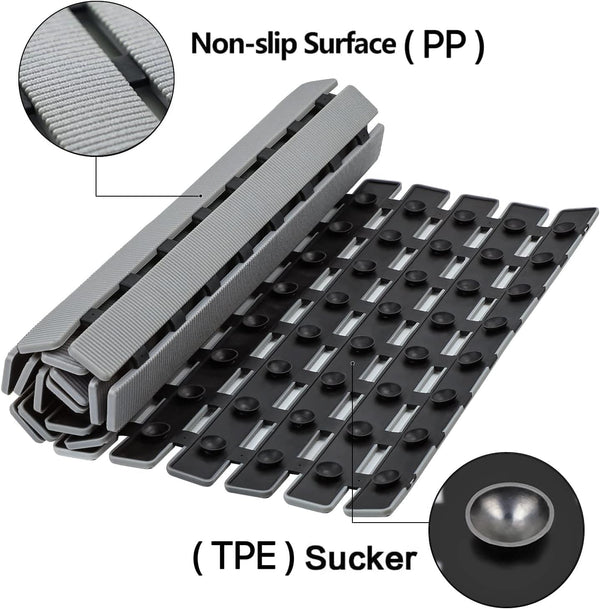 BEMISO Shower Mat Non Slip Bathtub Mat with Suction Cups and Drain Holes 27.5 x15.7 Inch Bath Mat for Tub & Shower.Easy Dry,Easy to