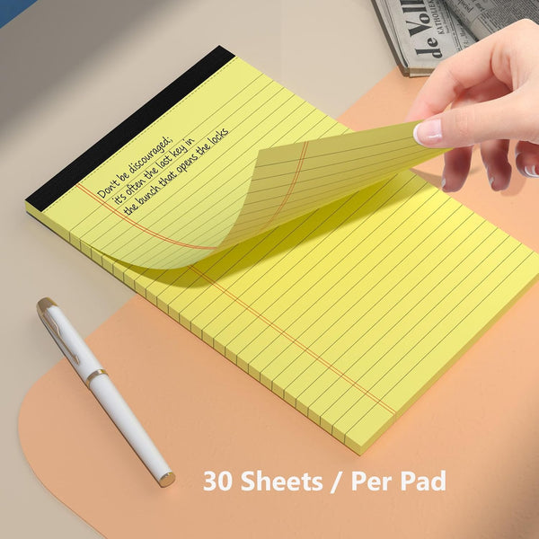 5" x 8" Yellow Legal Pads Writing Pads 12 Pack of Notepad 80gsm Paper Small College Ruled Note Pads Perforated Memo Pads 30 Sheets Yellow Paper