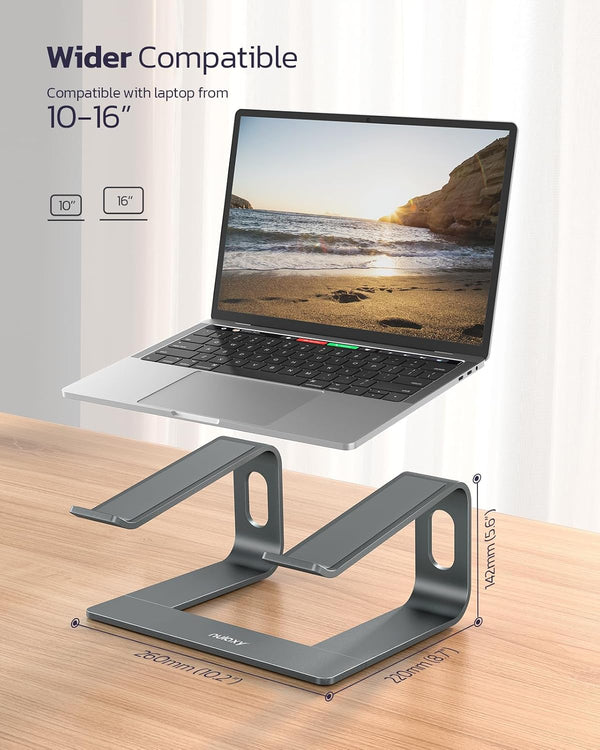 Nulaxy Full Aluminum Laptop Stand, Stable Support to 22 lbs, Open Cooling A-Grey