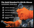GLOVEWORKS HD Orange Nitrile Gloves, 8 Mil, Disposable, Raised Diamond Texture, Mechanic Gloves