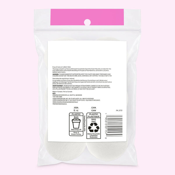 Amazon Essentials Cosmetic Foam Rounds, 12 Count, Pack of 1 (Previously Amazon Basics) 12 Count (Pack of 1)