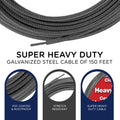 Strata 150 Feet Clothesline, Silver PVC Coating | Outdoor Heavy Duty, Galvanized Wire Steel Cable, For Outside Laundry Drying 150 Feet Silver