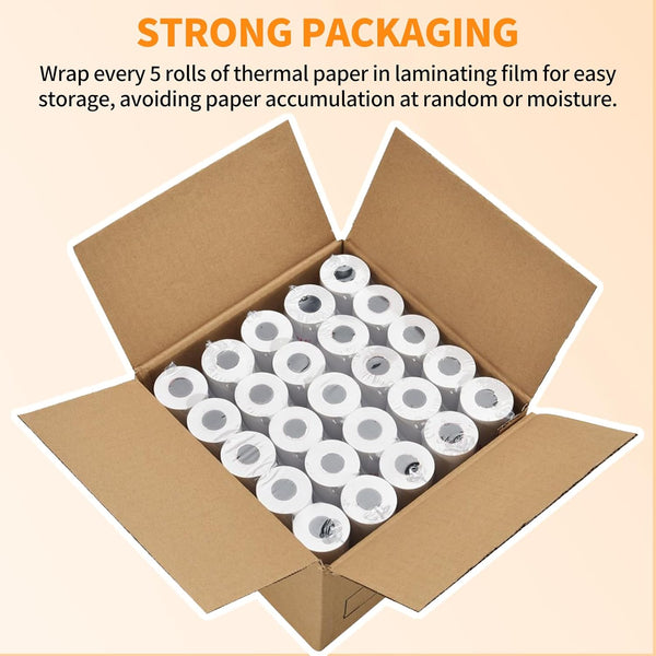 2 1/4'' x 50' Thermal Receipt Paper 50 Rolls, 2.25x50ft Receipt Roll Cash Register Paper - For Credit Card Machine POS Terminal Clover Mini