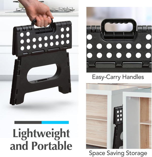 Handy Laundry Folding Lightweight Step Stool Is Sturdy Enough to Support Adults and Safe Enough for Kids. Opens Easy with One Flip. Great for