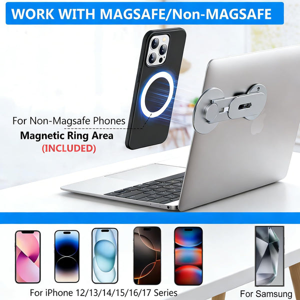 Magnetic Phone Holder for Laptop for Magsafe for Iphone 16/15/14/13/12 & All Phones, 180ÃÂ°Adjustable Phone Side Mount for Computer Monitor for