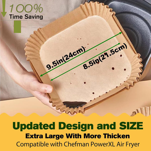 Air Fryer Liners Disposable for CHEFMAN Air Fryer 9 Qt, Power XL Air Fryer Liners, 6 qt 8QT Air Fyrer Liners, 9.5 inch Parchment Paper Liners for