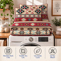 Rugs 4 Less Rustic Striped Southwestern Quilt Stitched Western Bedspread Bedding Set with Beige Brown Burgundy Turquoise Tribal Native American