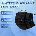 100Pcs Black Disposable Face Mask, 3 Ply Black Face Masks with Soft Elastic Ear loops Black 100 Count (Pack of 1)
