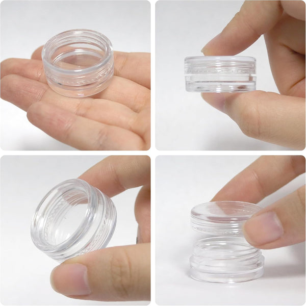 Beauticom 40 Pieces 3G/3ML Empty Clear Container Jars with MultiColor Lids for Powder Makeup, Cream, Lotion, Lip Balm/Gloss, Cosmetic Samples