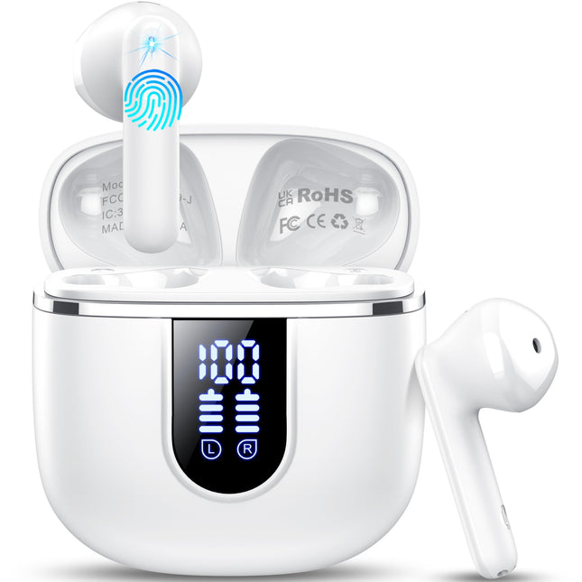 Wireless Earbuds, Bluetooth 5.4 Headphones in Ear Buds, Hifi Stereo Wireless Earphones with 4 ENC Noise Cancelling Mics,