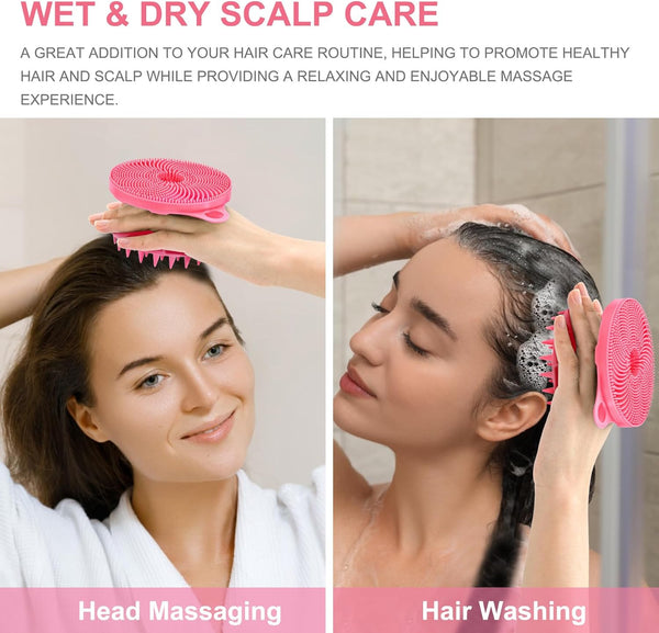 INNERNEED 2-In-1 Silicone Body Scrubber and Scalp Massager Shampoo Brush, Food-Grade Soft Material, More Hygienic, Easily Lather, Convenient for