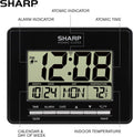 Sharp Atomic Digital Alarm Clock | Auto Set, Time Display, Date Display, Temperature Display