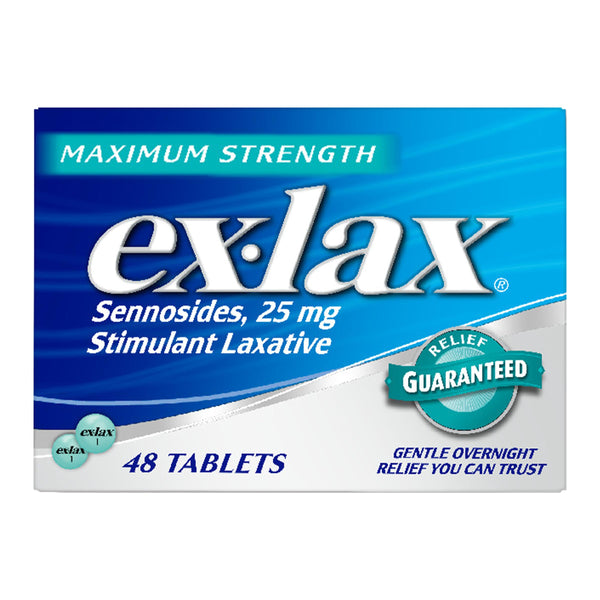 Ex-Lax Maximum Strength Stimulant Laxative Constipation Relief Pills for Occasional Constipation, Gentle Laxatives - 48 Count 48 Count (Pack of 1)