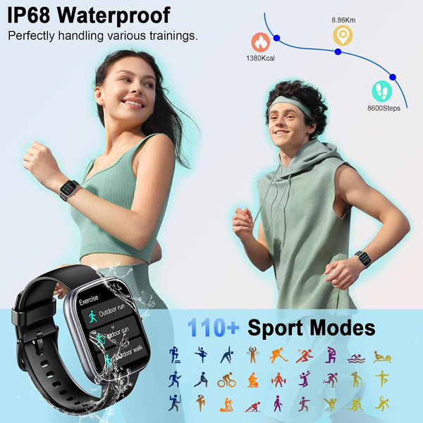 Smart Watch for Men Women, 2025 HD 1.91" Smartwatches (Answer/Make Call), 112+ Sports Modes Fitness Activity Tracker, Calories/Heart Rate/Sleep