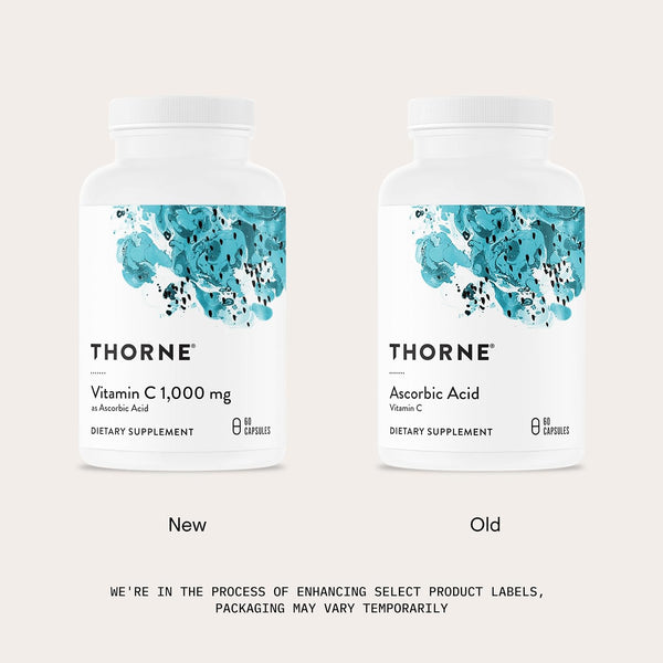 THORNE Vitamin C 1,000 mg, Ascorbic Acid Supplement, 60 Capsules 60 Count (Pack of 1)