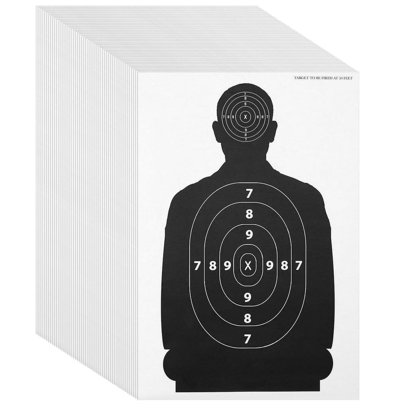 Juvale Shooting Targets Paper Silhouette Style - 17 x 25 in, Black & White, 50 Count - Paper Targets for Shooting Range & Airsoft, BB & Pellet Gun