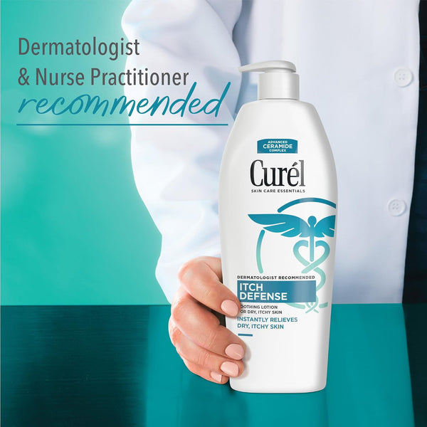 Curel Itch Defense Calming Body Lotion, Moisturizer for Dry, Itchy Skin, Body and Hand Lotion, with Advanced Ceramide Complex, Pro-Vitamin B5,