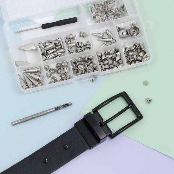 Incraftables Assorted Studs and Spikes Set (100pcs). Silver Spikes for Clothing (Small, Medium & Large) Kit. Metal Studs for Clothing for Crafts,