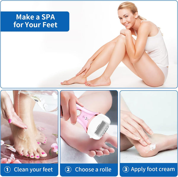 Electric Foot Callus Remover, Rechargeable Portable Electronic Foot File Pedicure Kits, Waterproof Foot Scrubber File, Professional Pedicure
