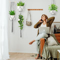 SFENNGPET Macrame Plant Hangers, 6Pack Hanging Planters for Indoor Plants Gray