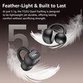TOZO Openearring True Open Ear Headphones, Lightweight Comfort Open Ear Clip Wireless Earbuds, 40H Play Bluetooth 5.4 Headphones with Smart