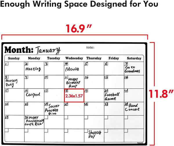 Fridge Calendar Magnetic Dry Erase Whiteboard Calendar For Refrigerator Planners 16.9 Inches X 11.8 Inches 16.9"W x 11.8"H