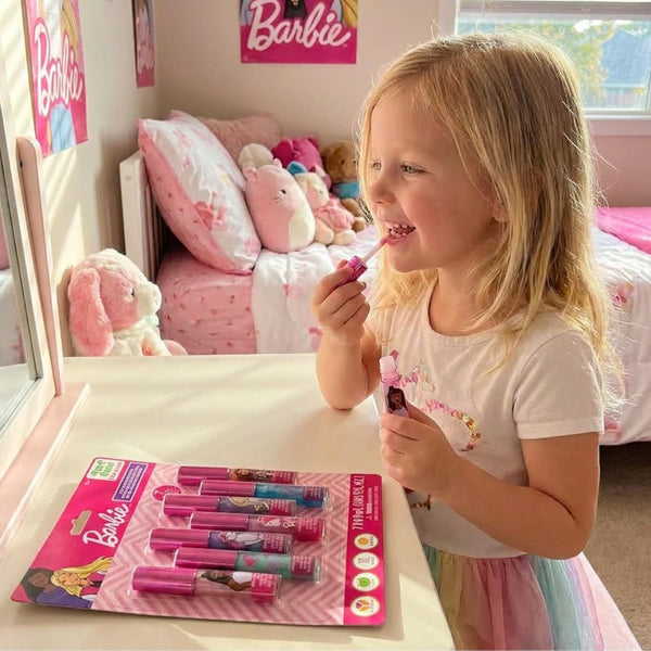 Townley Girl Barbie Lip Gloss Set, 7-Piece Plant-Based, Ages 3+