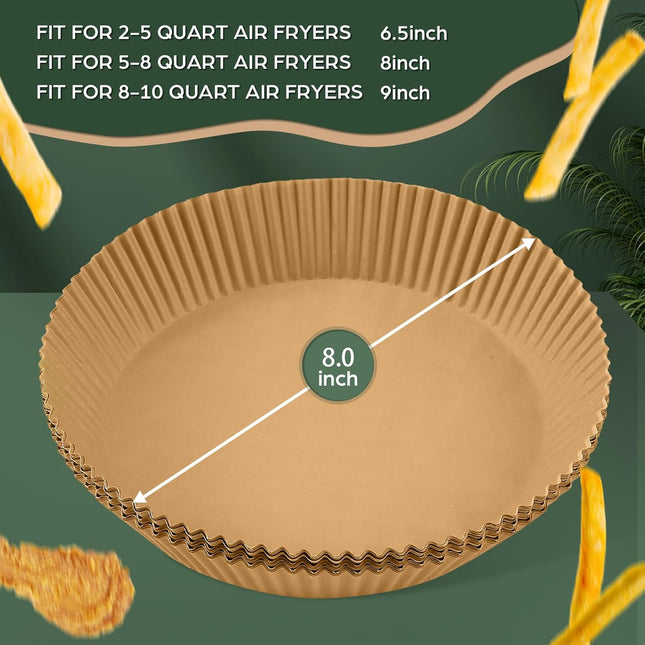Air Fryer Paper Liners Disposable: 150Pcs 8 Inch Special round Liners for Air Fryer, Grease and Water Proof Non Stick Ba