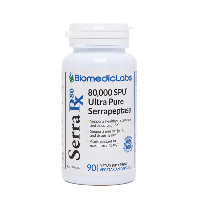 Serra-Rx 80,000 SPU Serrapeptase - Acid-Resistant Proteolytic Systemic Enzyme, N