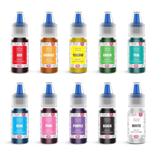 Food Coloring Gel Cake Decorating Set - Jelife 10 Colors Gel Based Edible Food C