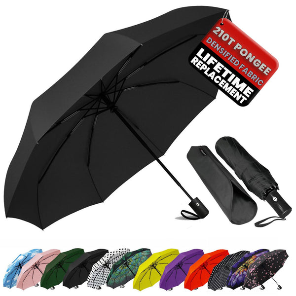 SIEPASA Compact Travel Umbrella - Windproof Auto Open/Close, Small Folding Umbrella for Rain - Lightweight & Durable with Fiberglass Frame,