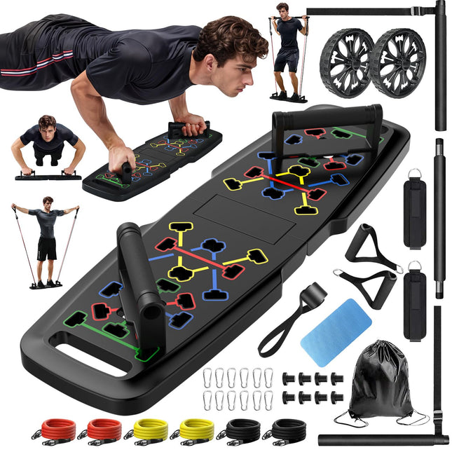 Push up Board,Home Gym,Portable Exercise Equipment,Pilates Bar and 20 Fitness Ac