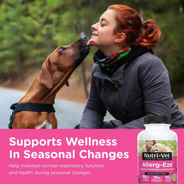 Nutri-Vet Dog Allergy Supplement, Itch & Allergy Support, 60 Count | Omega 3 Fatty Acids, Antioxidants, Respiratory Health, Coat Health, Allergy,