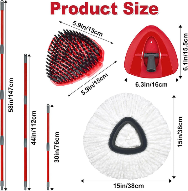 Spin Mop Head Replacement,Iron Spin Handle,Brush and Base Compatible with O Cedar Easywring 1 Tank System,Microfiber Mop Refills and 30-58" Handle