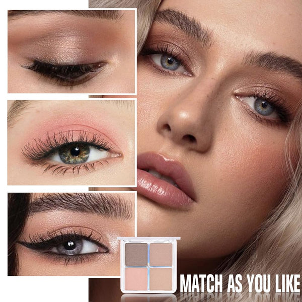 4 Colors Deep Rose Soft Pink Beige Brown Eye Shadow Palette Makeup, Neutral Matte Shimmer Eyeshadow Palette for Women Highly Pigmented Waterproof,