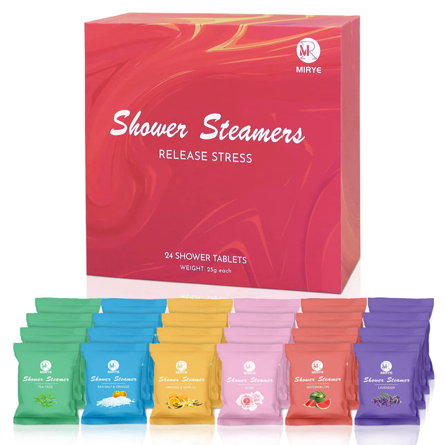 Shower Steamers Aromatherapy for Women and Men, 24-Pack Organic Shower Bombs wit