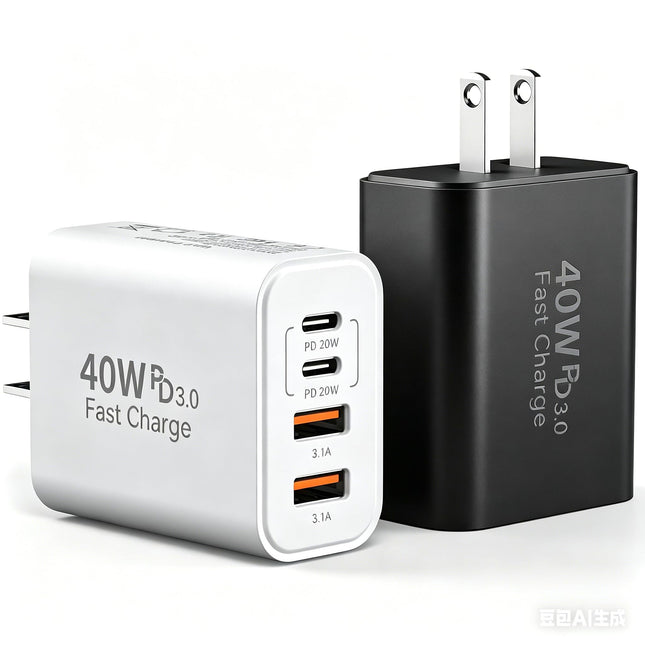 USB C Charger Block Multiple Ports Wall Charger Fast Phone Charging Blocks Black